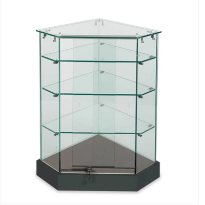 full vision tempered glasses corner  display cabinet