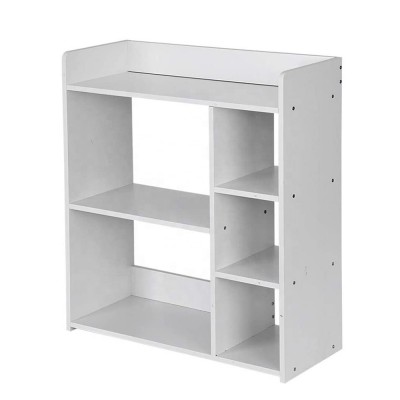 No Assembly White colour wood bookshelf display cabinet with cupboard display cabinets